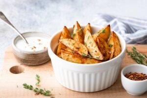 Air-fried wedges pair perfectly with sides