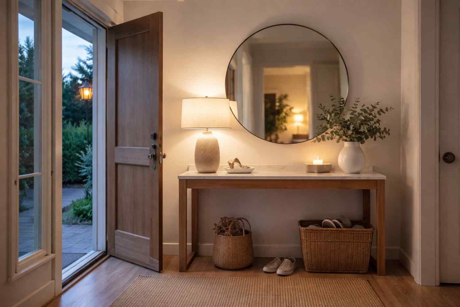 Lighting And Mirrors For A Calm First Impression